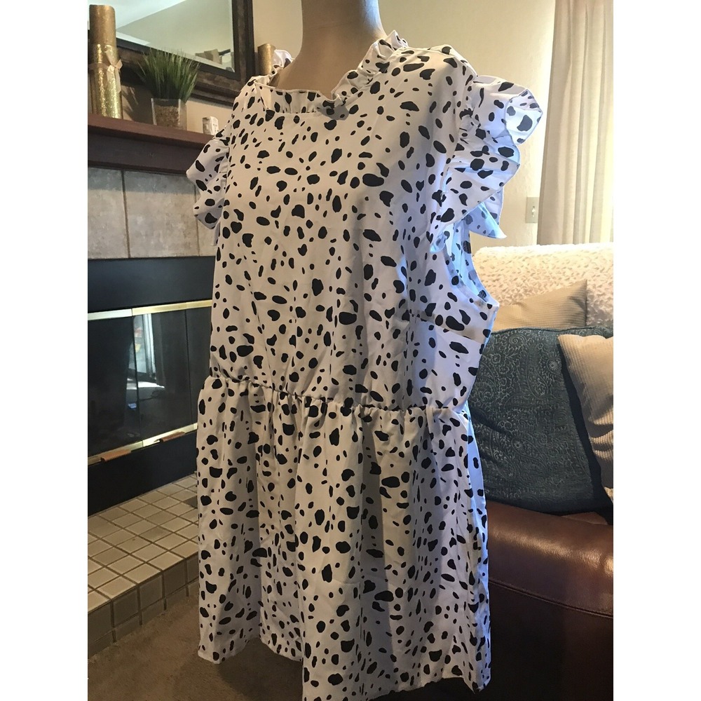 Shein Curve Womens Top All Over Print Ruffle Trim Peplum Blouse Plus Size 4XL